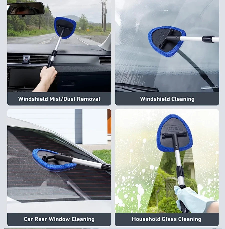 Extendable Microfiber Car Cleaning Brush – Windshield Defrost, Defog & Snow Removal Tool