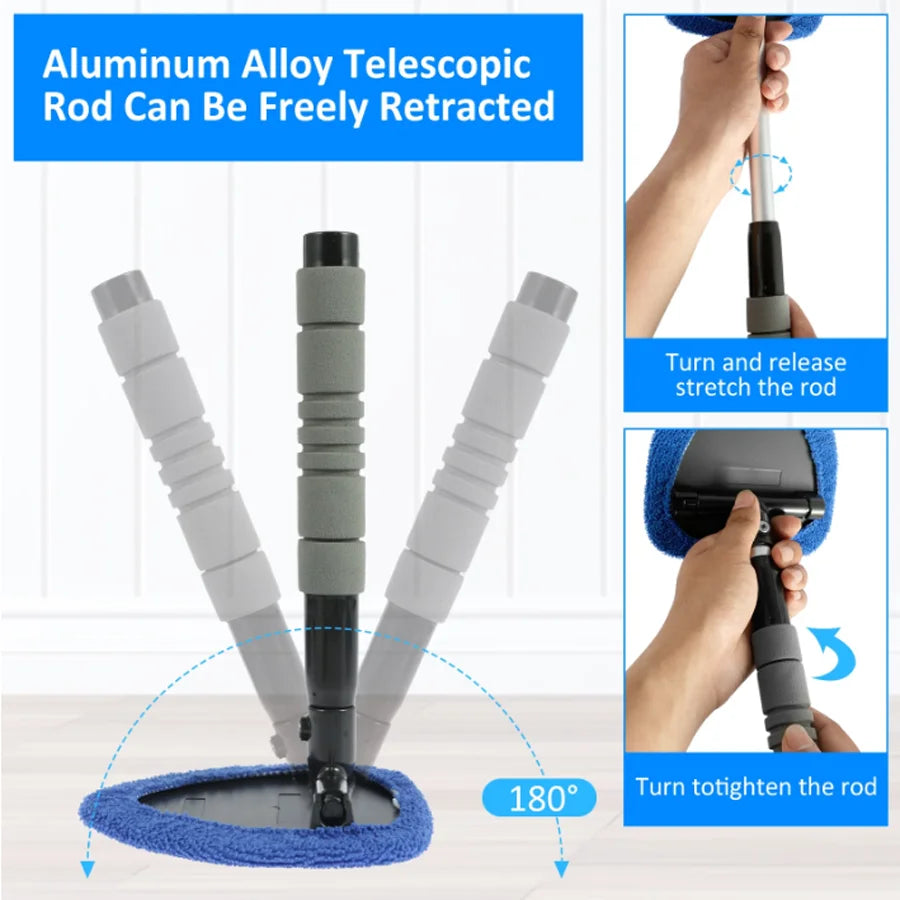 Extendable Microfiber Car Cleaning Brush – Windshield Defrost, Defog & Snow Removal Tool