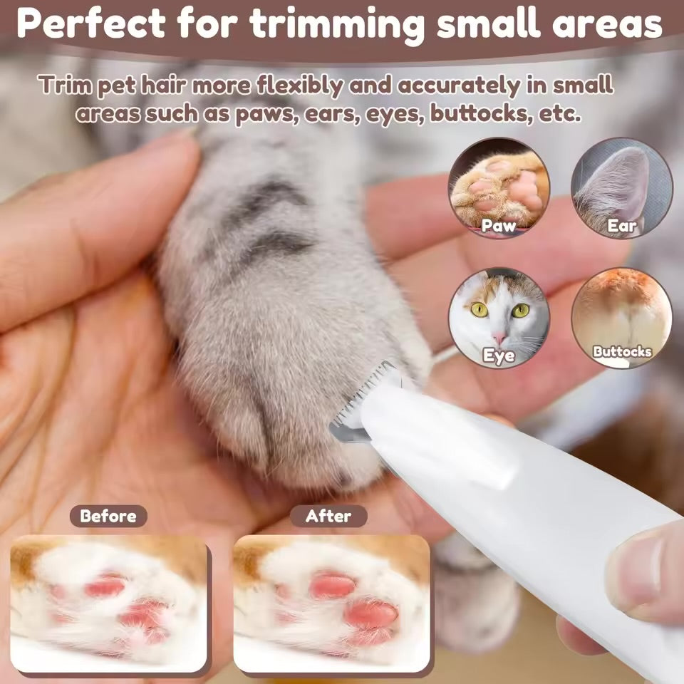 Rechargeable Waterproof Dog & Cat Foot Hair Trimmer with LED Light
