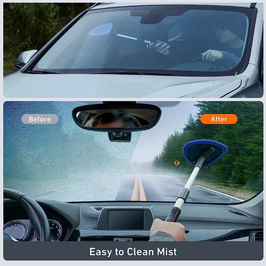 Extendable Microfiber Car Cleaning Brush – Windshield Defrost, Defog & Snow Removal Tool