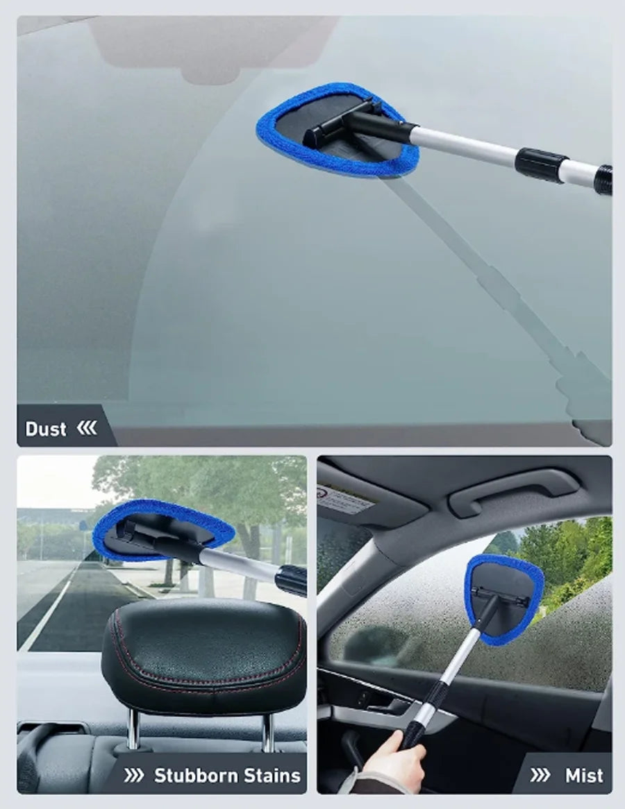 Extendable Microfiber Car Cleaning Brush – Windshield Defrost, Defog & Snow Removal Tool