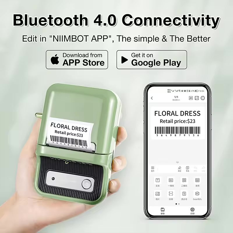 Jingchen B21 Wireless Label Maker – Inkless Bluetooth Thermal Printer for Home or Office