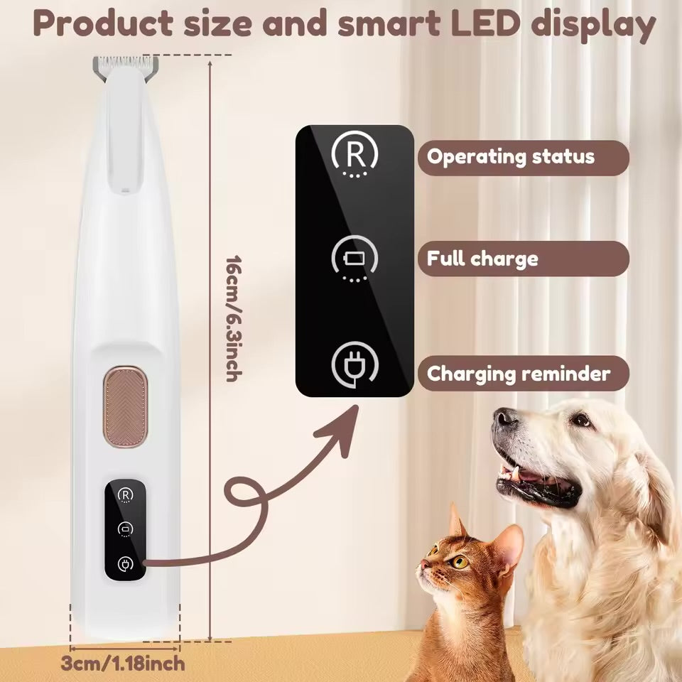 Rechargeable Waterproof Dog & Cat Foot Hair Trimmer with LED Light