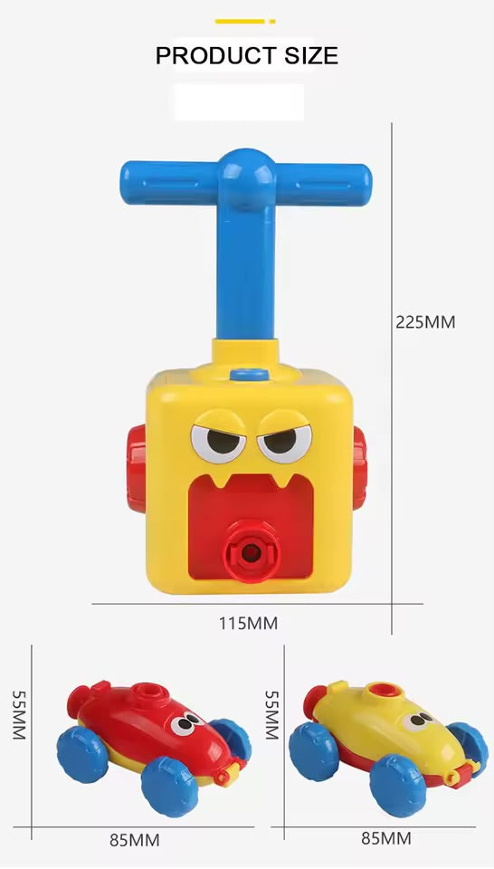 Balloon Powered Car Toy for Kids – Fun STEM Inertia Press Racer