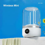 Portable laundry machine on a blue background