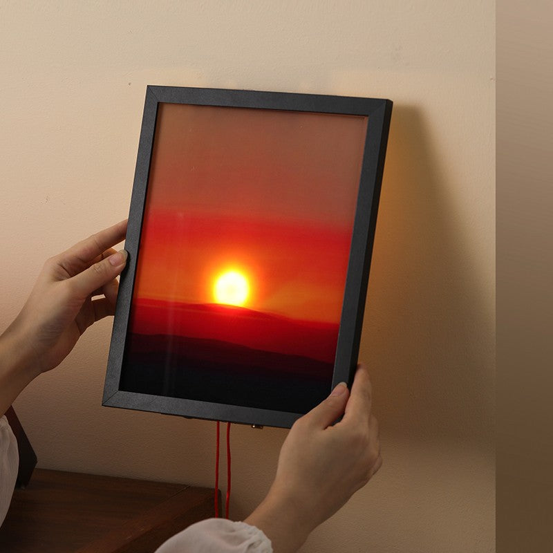 Sunset Projection Night Light – Aesthetic Geometric Lamp with Pull-String Switch