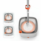 Mop with rotating head and water tank on a white background