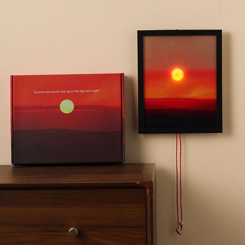 Sunset Projection Night Light – Aesthetic Geometric Lamp with Pull-String Switch