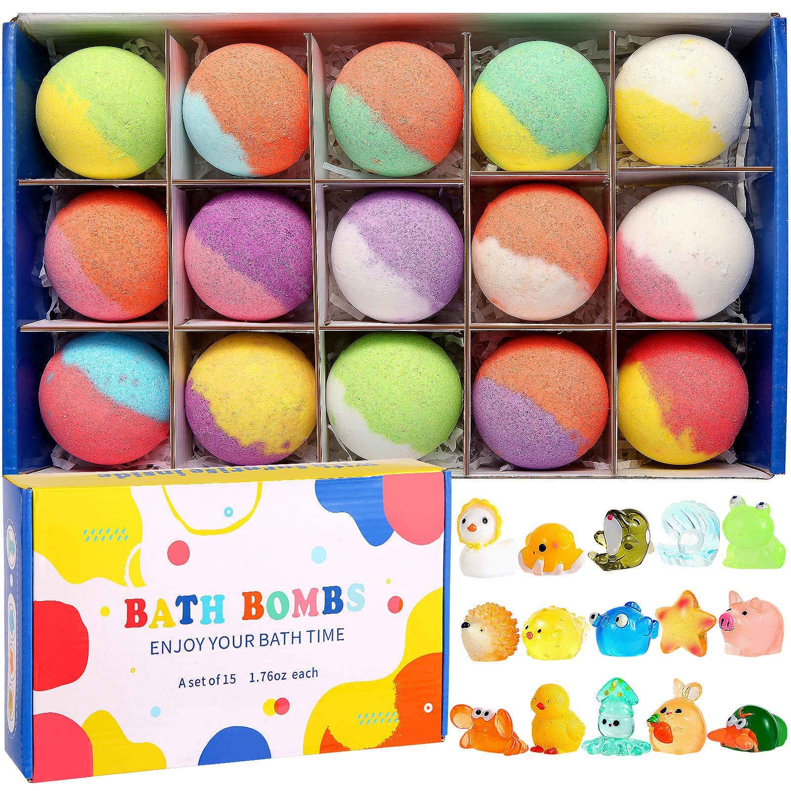 Kids Bath Bomb Set with Surprise Toy & Light-Up Doll Ball