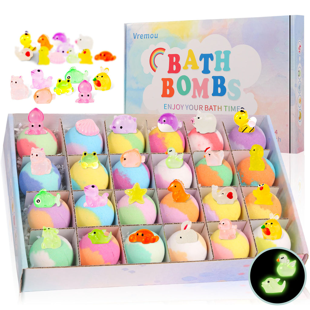Kids Bath Bomb Set with Surprise Toy & Light-Up Doll Ball