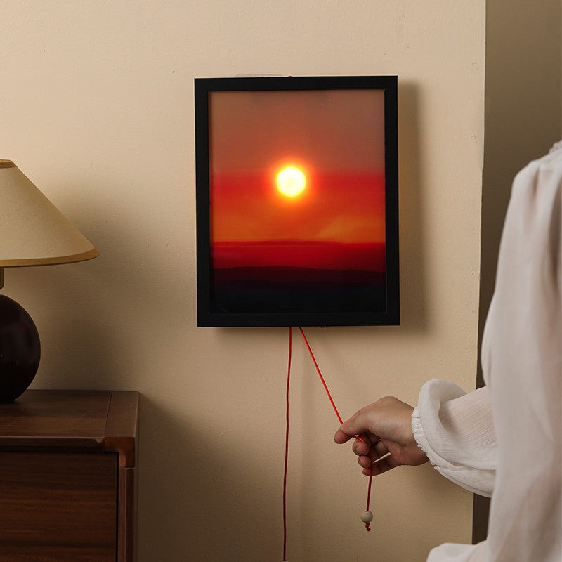 Sunset Projection Night Light – Aesthetic Geometric Lamp with Pull-String Switch
