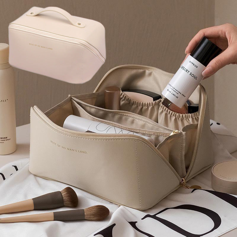 PU Leather Makeup Bag – Large Capacity Travel Cosmetic Organizer