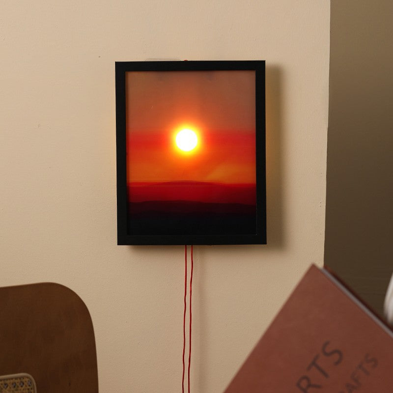 Sunset Projection Night Light – Aesthetic Geometric Lamp with Pull-String Switch
