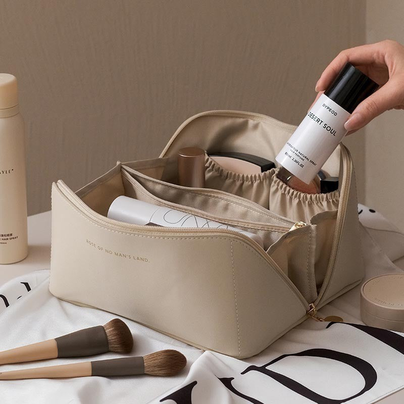 PU Leather Makeup Bag – Large Capacity Travel Cosmetic Organizer