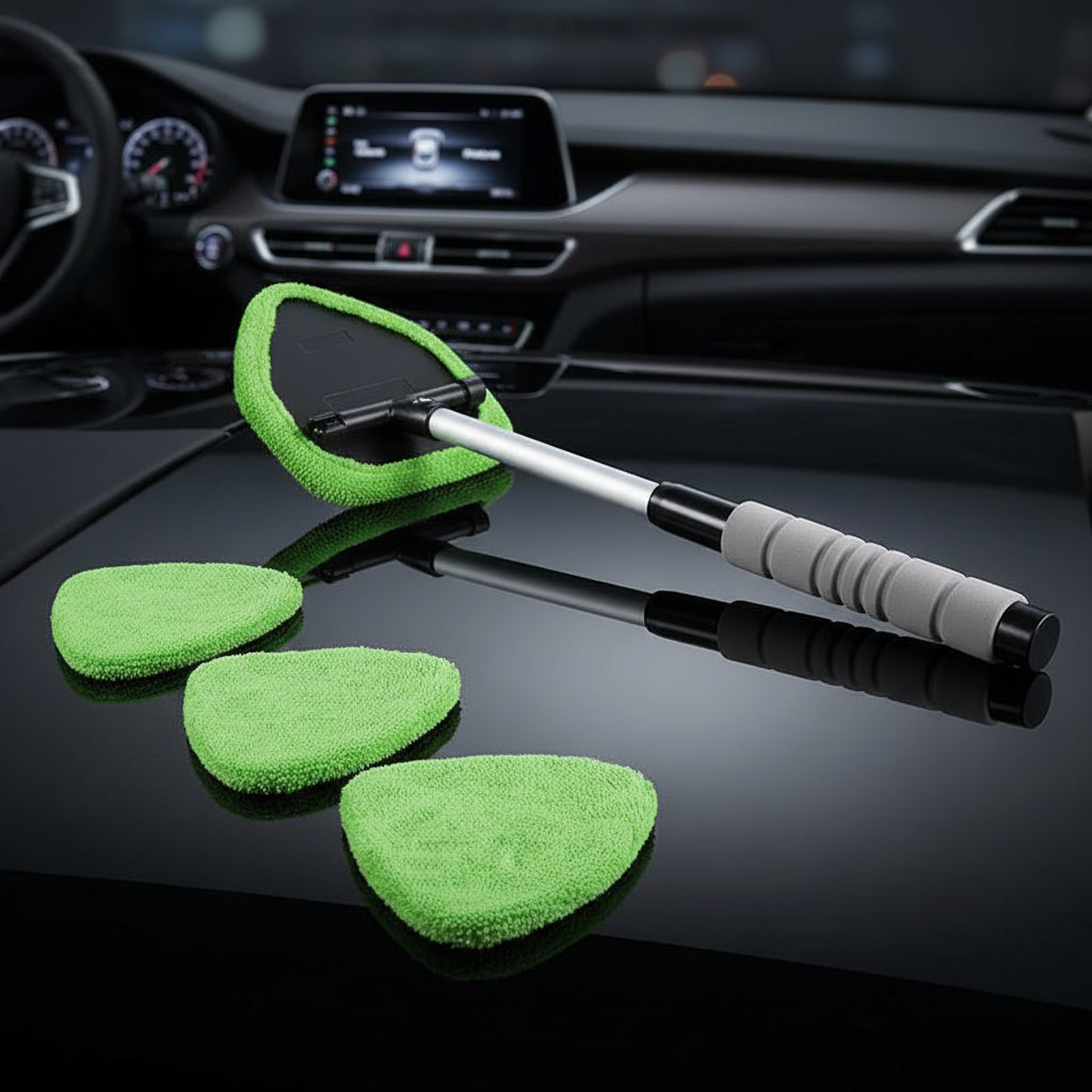 Extendable Microfiber Car Cleaning Brush – Windshield Defrost, Defog & Snow Removal Tool