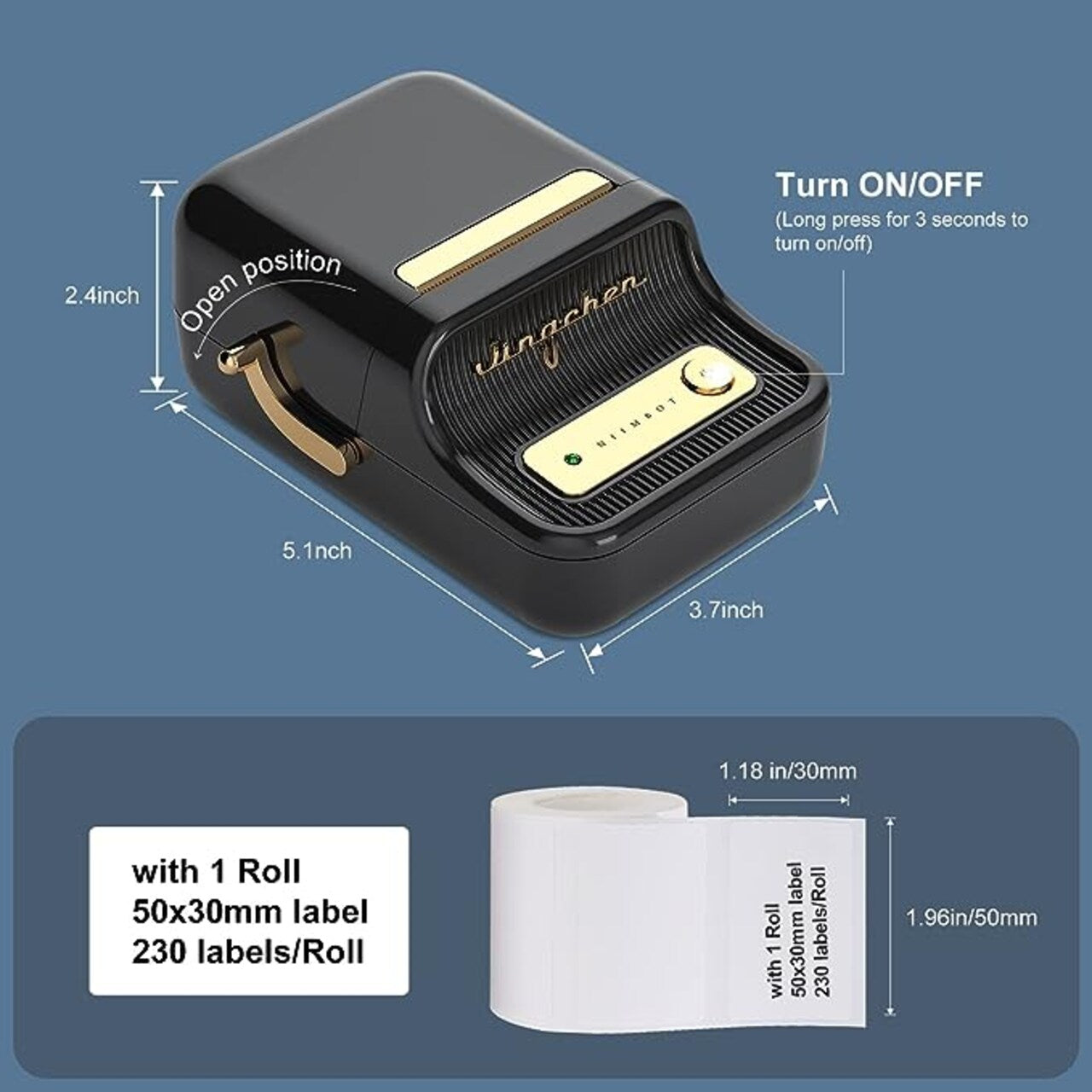 Jingchen B21 Wireless Label Maker – Inkless Bluetooth Thermal Printer for Home or Office