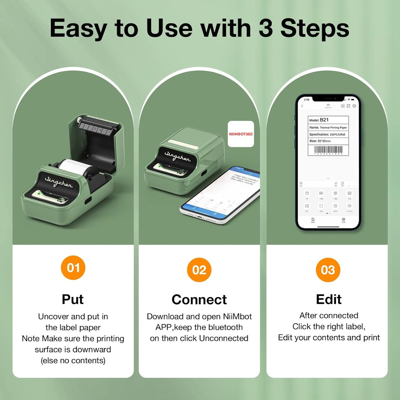 Jingchen B21 Wireless Label Maker – Inkless Bluetooth Thermal Printer for Home or Office