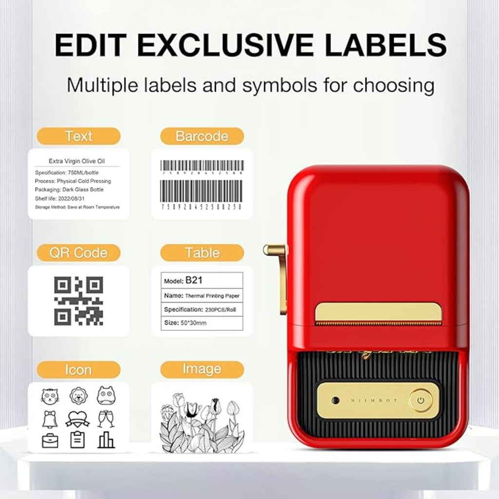 Jingchen B21 Wireless Label Maker – Inkless Bluetooth Thermal Printer for Home or Office
