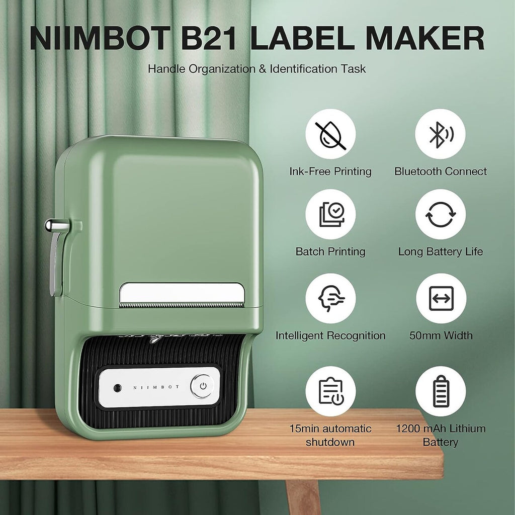 Jingchen B21 Wireless Label Maker – Inkless Bluetooth Thermal Printer for Home or Office